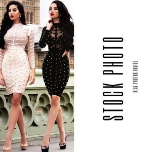Long Sleeve Studded Bandage Dress